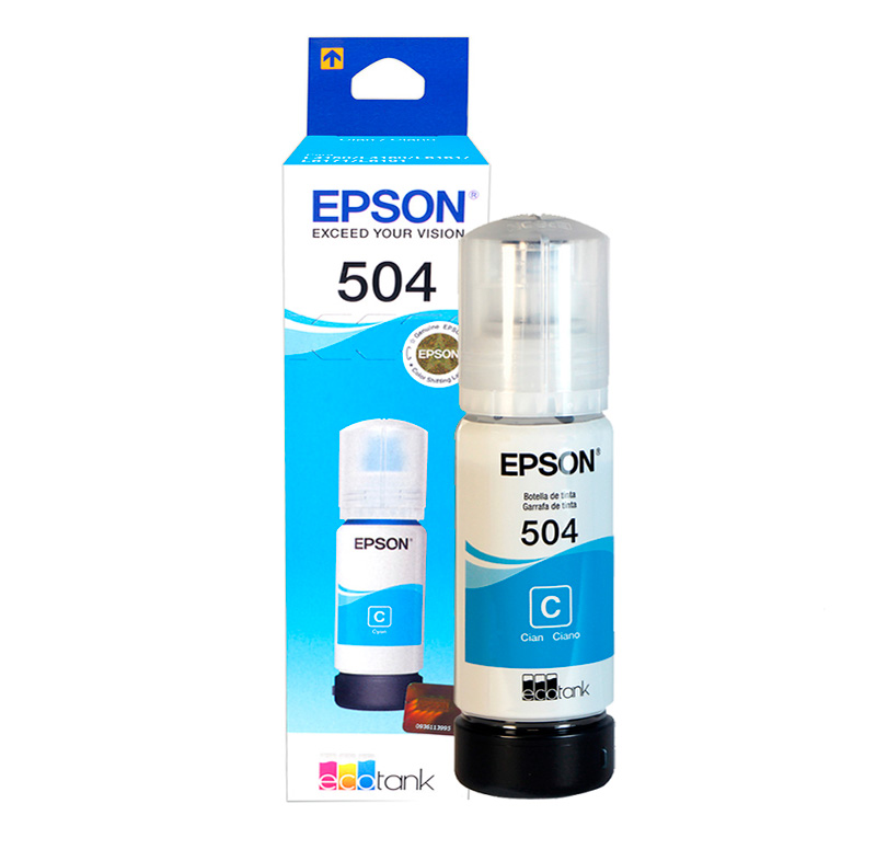 Botella de tinta EPSON T504 color Cyan, 70ml.