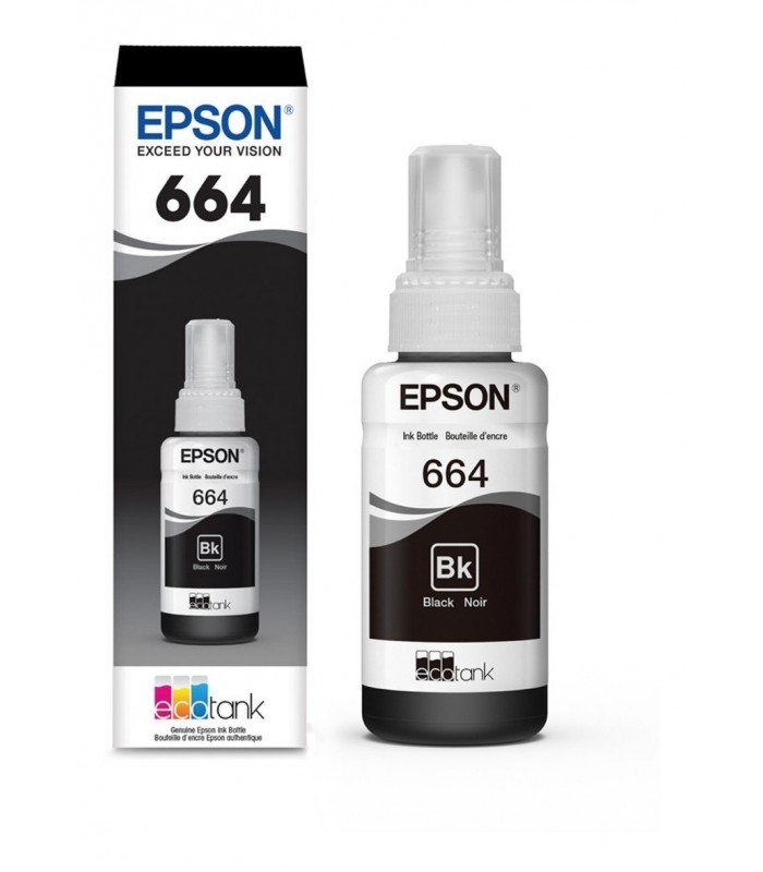 Botella de tinta EPSON T664 color Negro, 70ml.