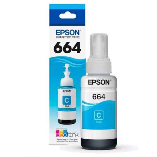 Botella de tinta EPSON T664 color Cyan, 70ml.